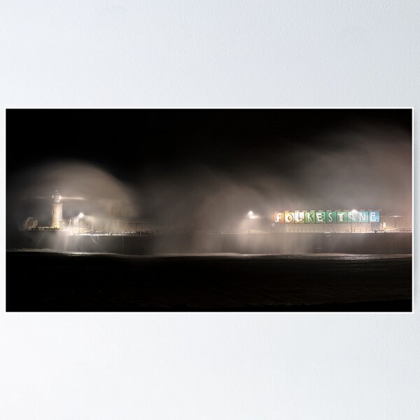 Item preview, Folkestone harbour and storm Isha with sign designed and sold by rogerstanger.