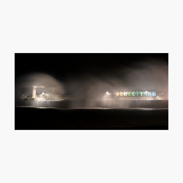 Item preview, Folkestone harbour and storm Isha with sign designed and sold by rogerstanger.