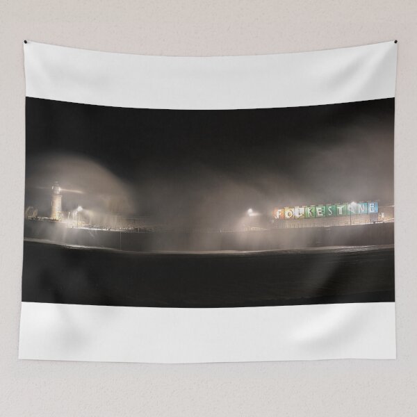 Item preview, Folkestone harbour and storm Isha with sign designed and sold by rogerstanger.