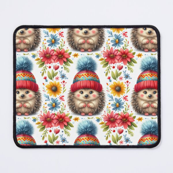 Item preview, Scandinavian Folk Art floral Hedgehog in a bobble hat pattern designed and sold by FOLK ART FUSION by heidiannemorris.