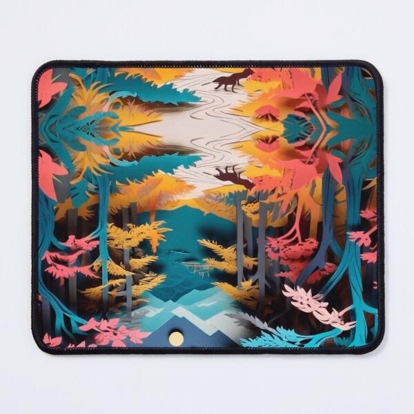 Item preview, Paper cut drawing of a forest with a wolf designed and sold by magenta-dream.