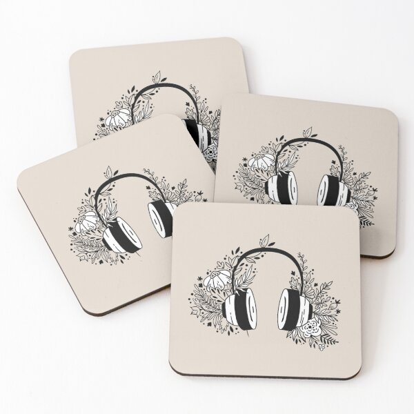 Item preview, Headphones with flowers. Flower headphones. Black designed and sold by Tsifra.