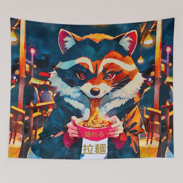 Item preview, Hide and Seek Racoon Ramen designed and sold by asanaworld.