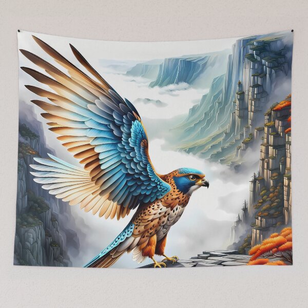 Item preview, Colourful Kestrel on Cliffs, Ai Generated Art  designed and sold by ACC .