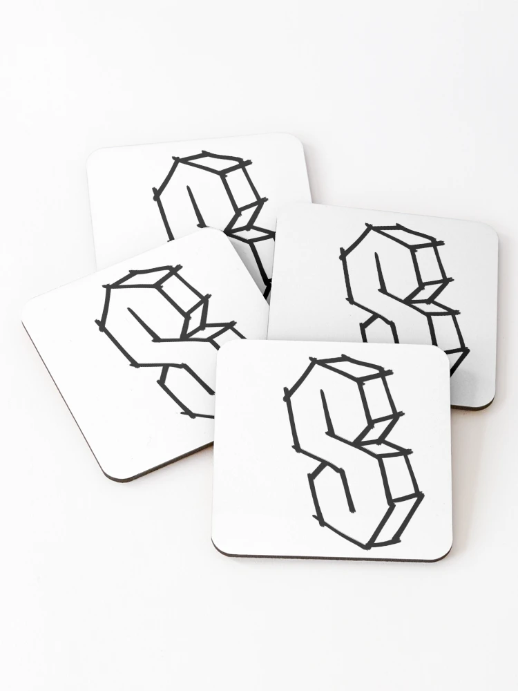 Thumbnail 1 of 5, Coasters (Set of 4), Cool S Drawing designed and sold by Childish by Design.