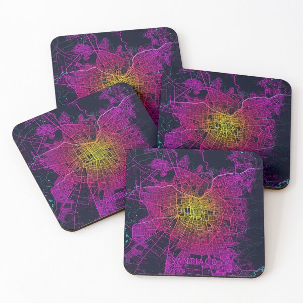 Item preview, Santiago City Map of Chile - Neon designed and sold by deMAP.
