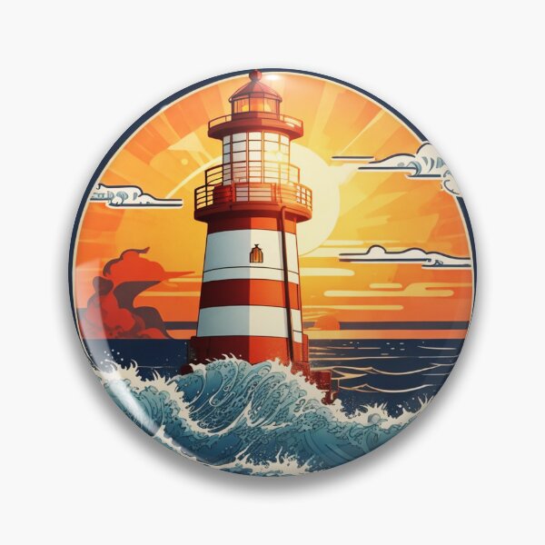 Item preview, Serene Lighthouse by the Ocean with Splashing Waves designed and sold by NautiChic.