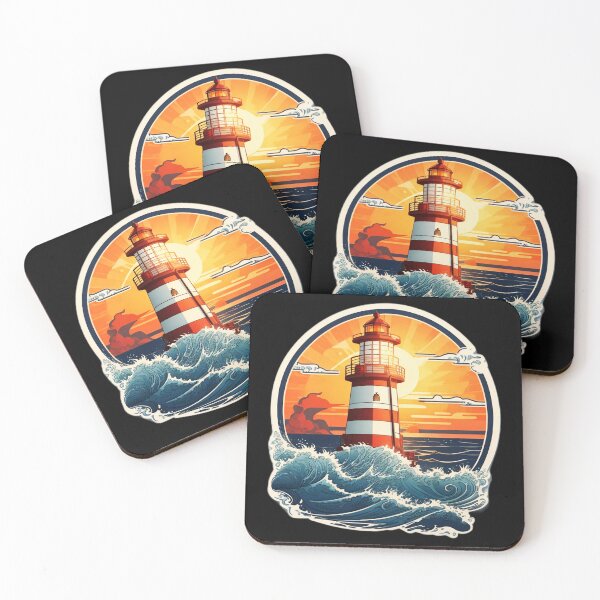 Item preview, Serene Lighthouse by the Ocean with Splashing Waves designed and sold by NautiChic.
