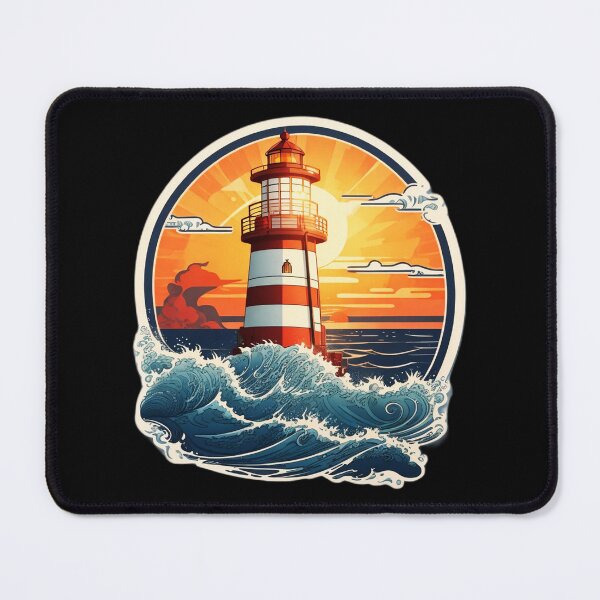 Item preview, Serene Lighthouse by the Ocean with Splashing Waves designed and sold by NautiChic.