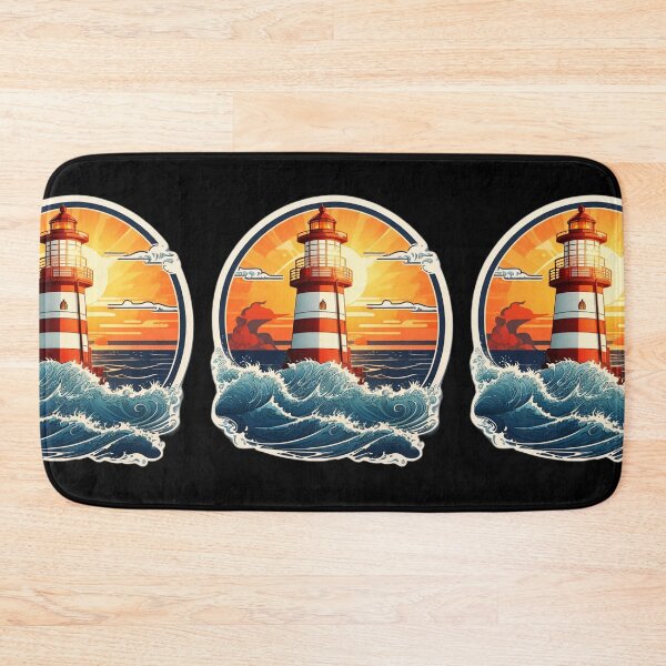 Item preview, Serene Lighthouse by the Ocean with Splashing Waves designed and sold by NautiChic.