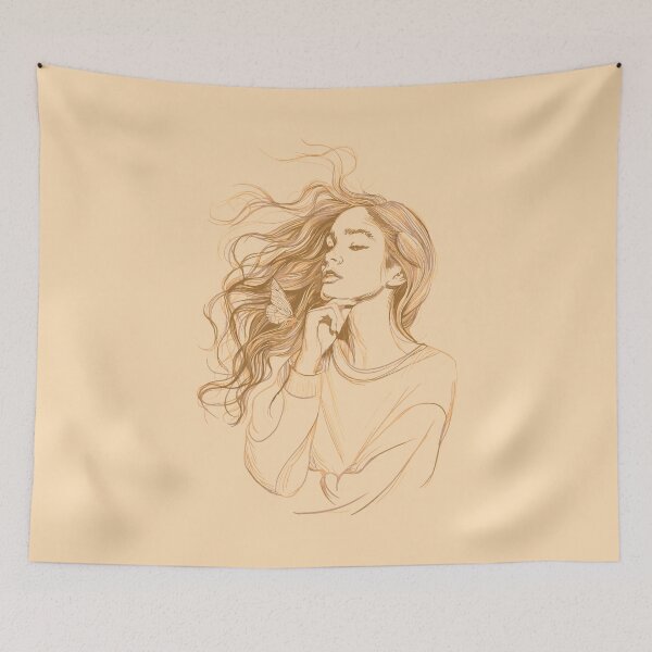 Item preview, Elegant Contemplation Artwork - Pensive Sketch in Sepia designed and sold by RuyaFab.
