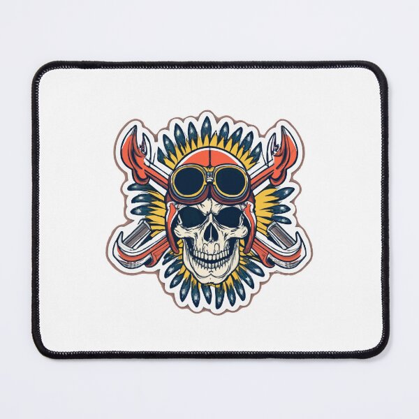 Item preview, Aviator Skull with Wrench - Aircraft Mechanic Tattoo Style Design designed and sold by NiftyWrx.