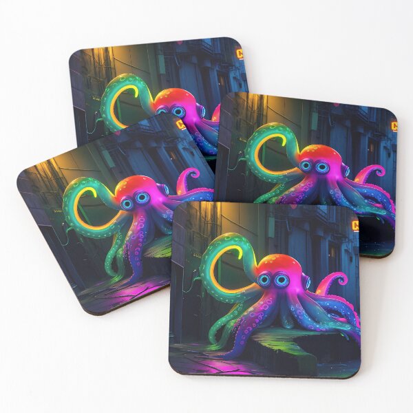 Item preview, Octopus Neon, cool, kids, fantasy, city, animal, cyber designed and sold by Cyber Kids.