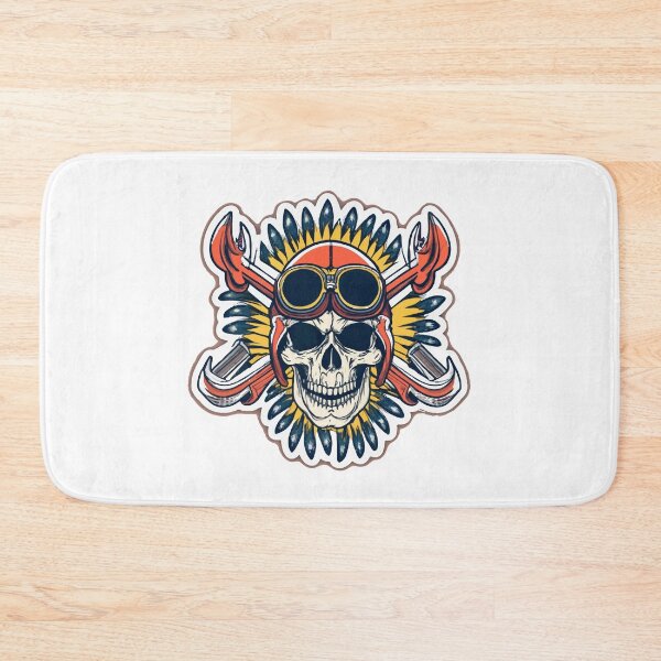 Item preview, Aviator Skull with Wrench - Aircraft Mechanic Tattoo Style Design designed and sold by NiftyWrx.