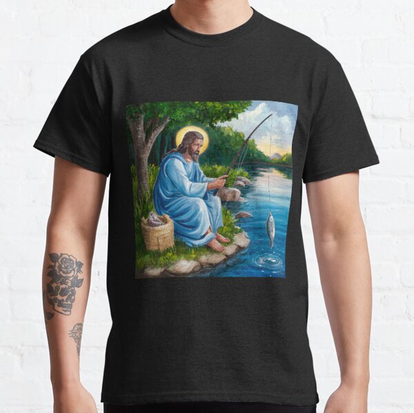 Funny Jesus Fishing Shirt Trout Salmon Fly Fishing' Men's T-Shirt