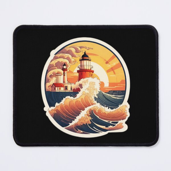 Item preview, Sea Storm Lighthouse with Splashing Waves designed and sold by NautiChic.