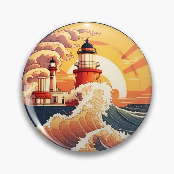 Item preview, Sea Storm Lighthouse with Splashing Waves designed and sold by NautiChic.
