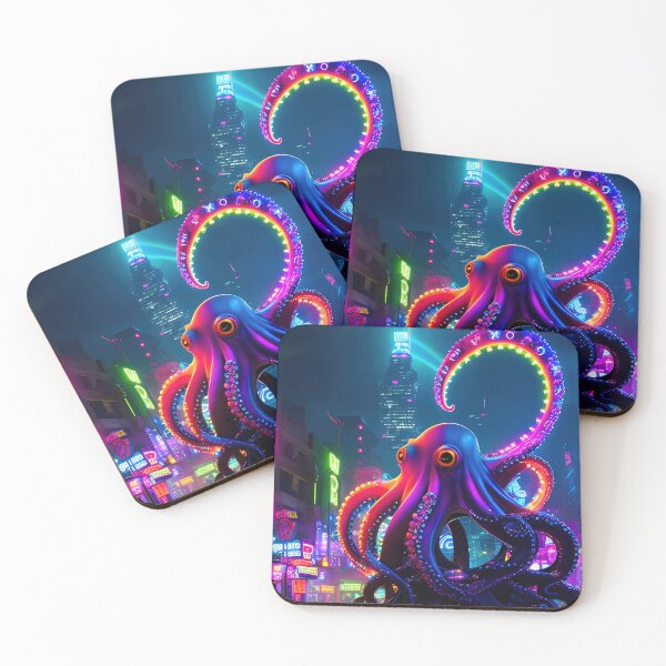 Item preview, Octopus Neon, cool, kids, fantasy, city, animal, cyber designed and sold by Cyber Kids.