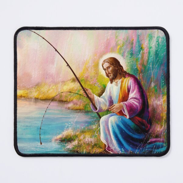 Item preview, Cute painting of Jesus fishing designed and sold by Obinne.