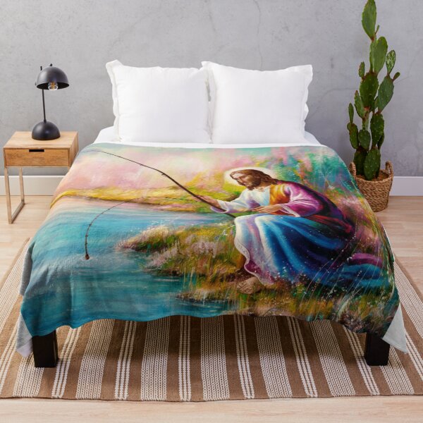 Item preview, Cute painting of Jesus fishing designed and sold by Obinne.