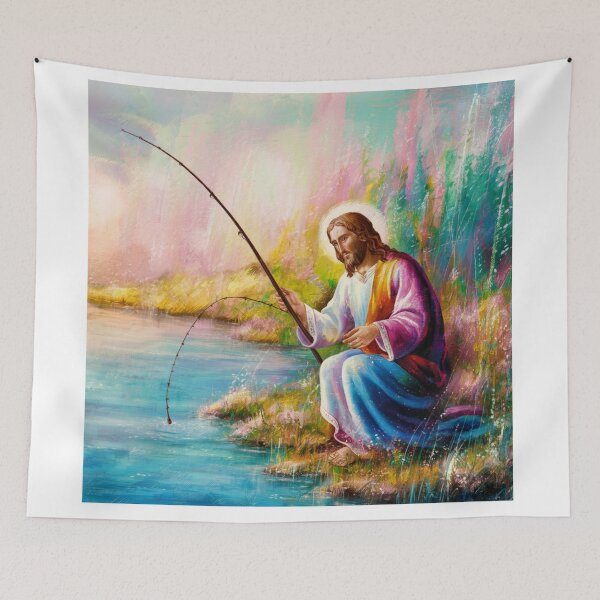 Item preview, Cute painting  of Jesus fishing  designed and sold by Obinne.