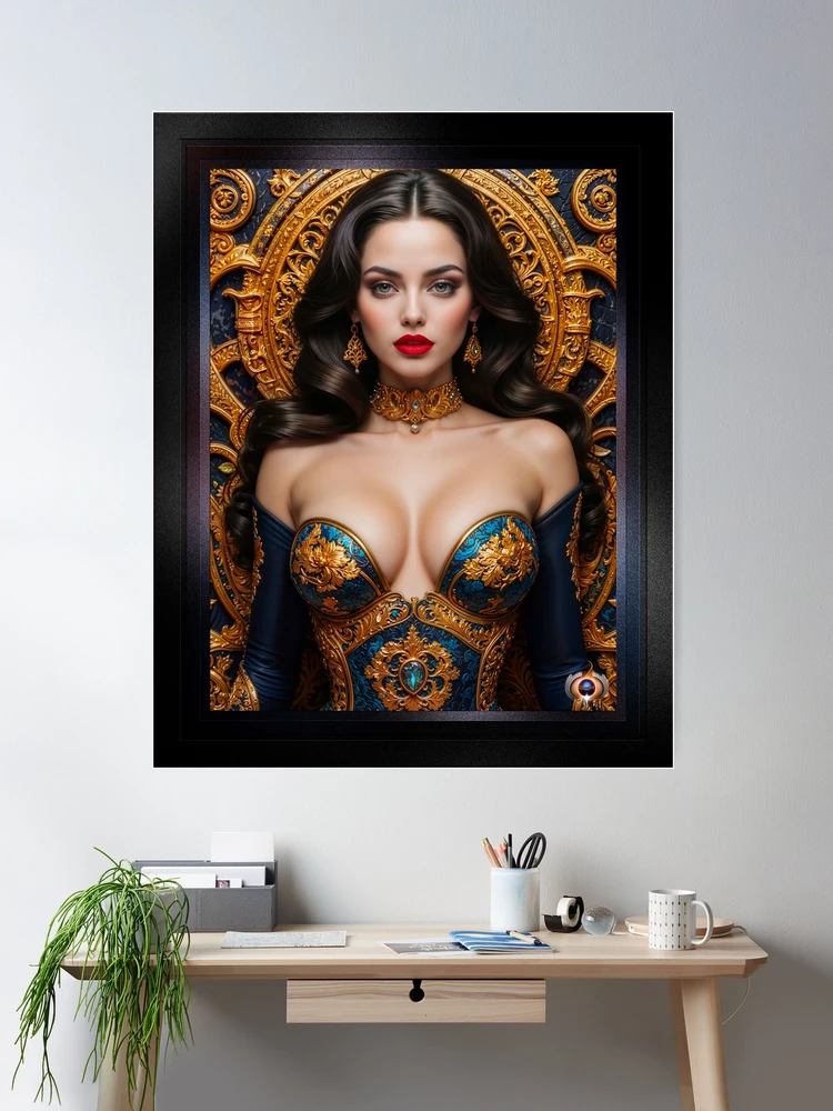 Her Grand Elegance A Gem Captivating AI Concept Portrait Art by Xzendor7 Room Decor Poster Art Print