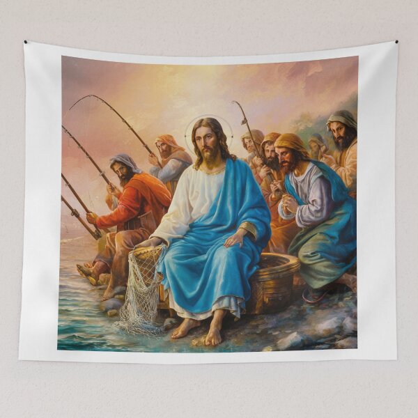 Item preview, Funny  Jesus Painting Of Jesus Fishing With His Apostles  designed and sold by Obinne.