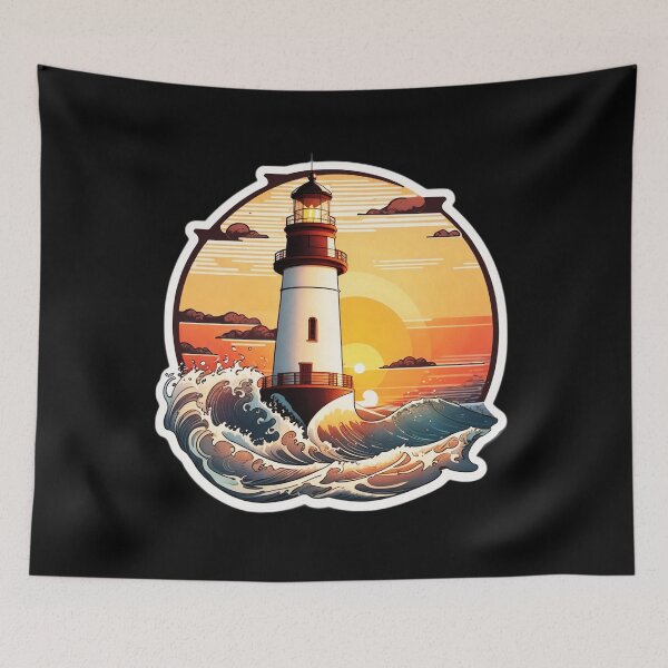 Item preview, Quiet Lighthouse at Sunset and Ocean Tranquility designed and sold by NautiChic.