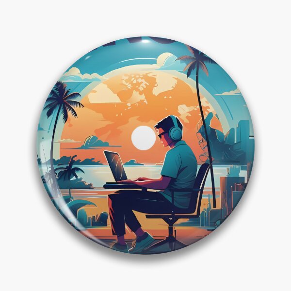 Item preview, Sunset Sessions: The Remote Work Paradise designed and sold by aiart-cutegirl.