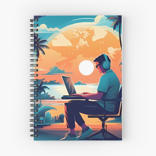 Item preview, Sunset Sessions: The Remote Work Paradise designed and sold by aiart-cutegirl.