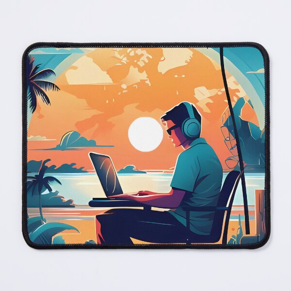 Item preview, Sunset Sessions: The Remote Work Paradise designed and sold by aiart-cutegirl.