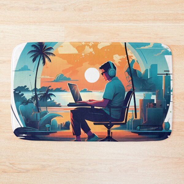 Item preview, Sunset Sessions: The Remote Work Paradise designed and sold by aiart-cutegirl.