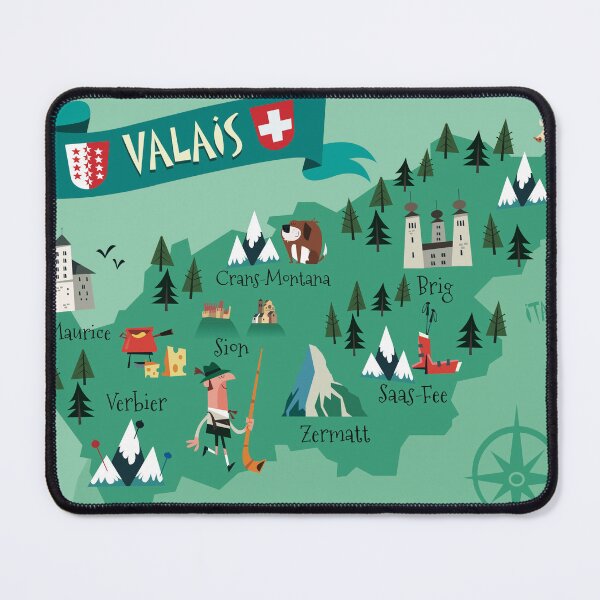 Item preview, Valais Illustrated Map poster designed and sold by GAGodel.