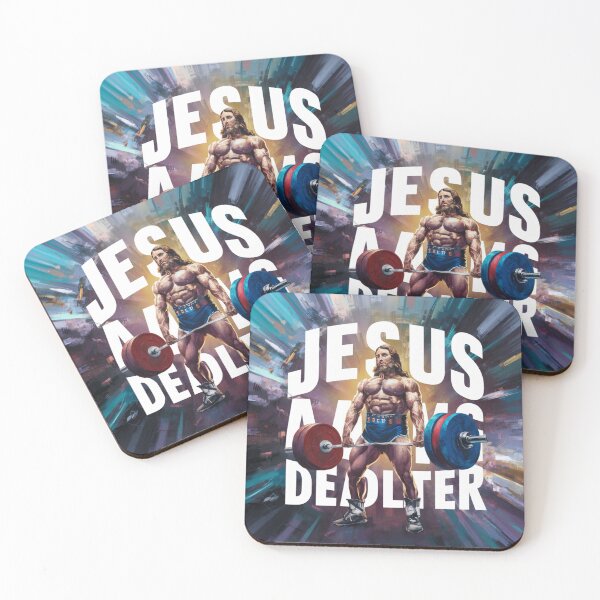 Item preview, "JESUS THE ULTIMATE DEAD LIFTER " FUNNY JESUS GYMING .jesus with six pack designed and sold by Obinne.