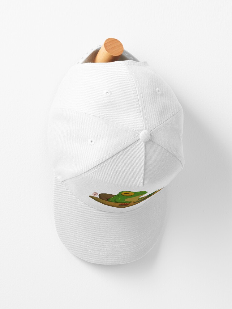 Aperçu 2 sur 7. Casquette avec l'œuvre jolie grenouille zonant au bureau, travail à domicile, œuvres d'art asiatiques créée et vendue par DingHuArt.