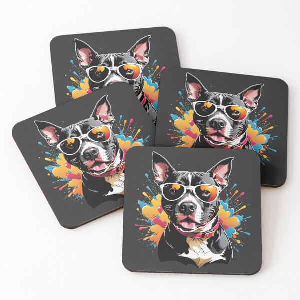 Item preview, Vibrant Neon Colored Pitbull with Sunglasses Artwork designed and sold by yeekazar.