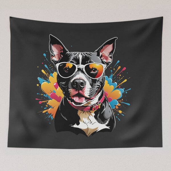 Item preview, Vibrant Neon Colored Pitbull with Sunglasses Artwork designed and sold by yeekazar.