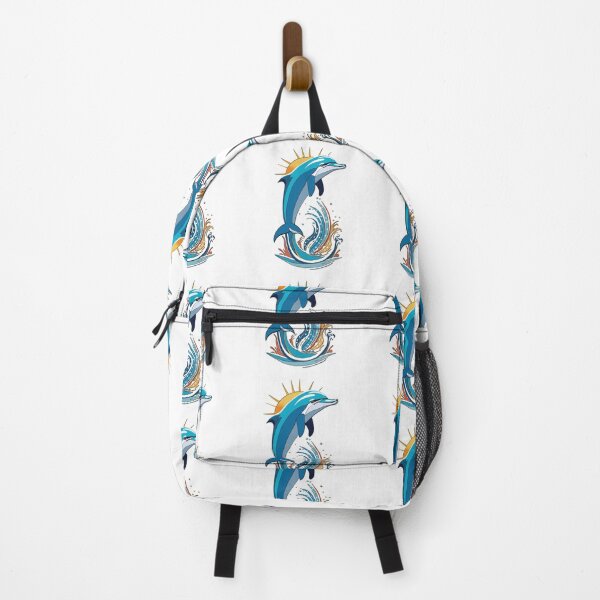 Item preview, Graceful dolphin leaping over ocean waves with a shining sun in the background designed and sold by SimoesArtistry.