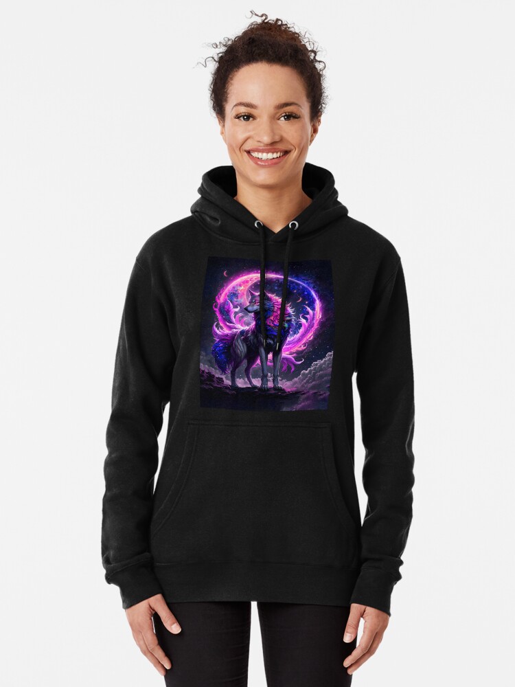Wolf Art Moon Galaxy Neon Purple