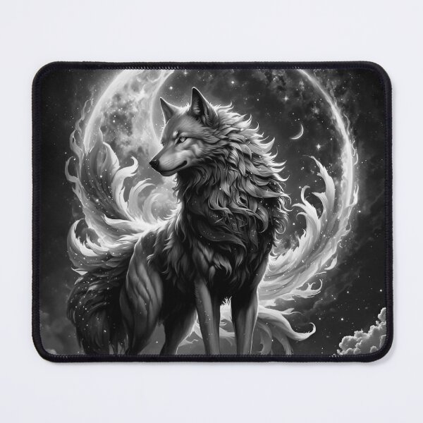 Item preview, Wolf Art Moon Galaxy Black White designed and sold by BeebooDesign.