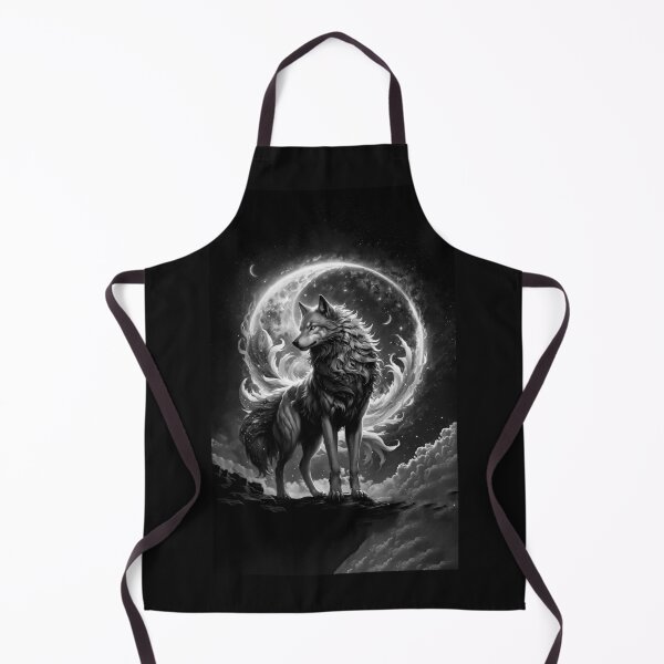 Item preview, Wolf Art Moon Galaxy Black White designed and sold by BeebooDesign.