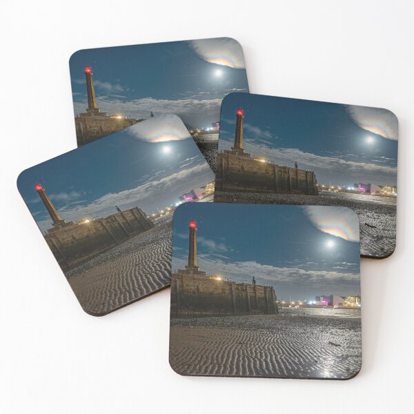 Item preview, Margate Harbour and Pier at night under moonlight, partial halo designed and sold by rogerstanger.