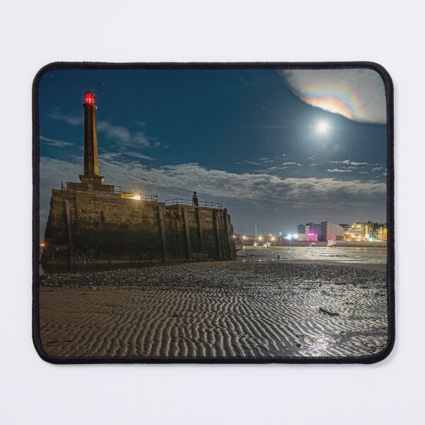 Item preview, Margate Harbour and Pier at night under moonlight, partial halo designed and sold by rogerstanger.