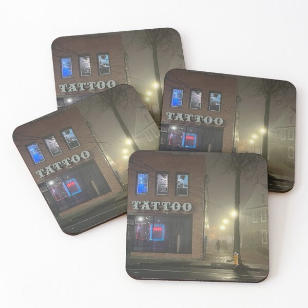 Item preview, Foggy night by the corner tattoo shop designed and sold by CoolStuff1138.