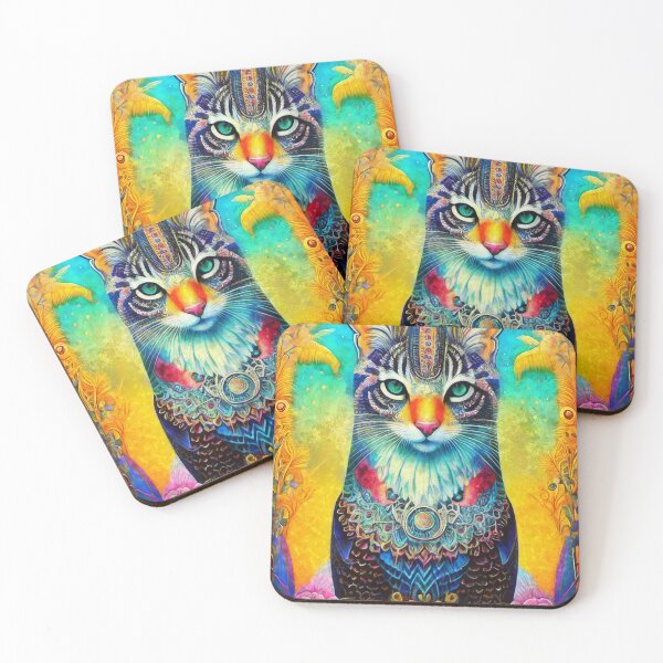 Item preview, Surreal cat painting with flowers and foliage designed and sold by VonKalt.