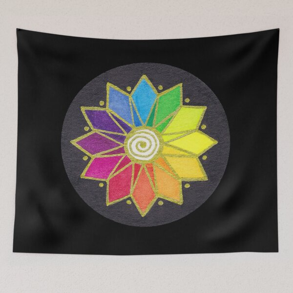 Item preview, Color Wheel Flower With Golden Spiral  designed and sold by CozyPixelFluff.