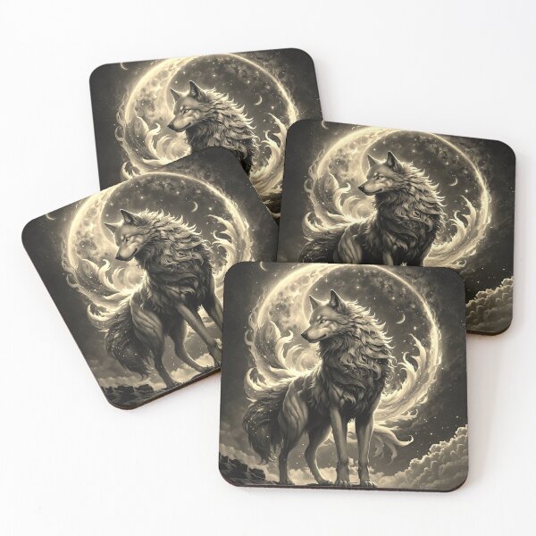 Item preview, Wolf Art Moon Galaxy Yellow designed and sold by BeebooDesign.