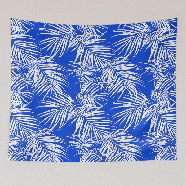 Item preview, Coconut Leaves white lines blue background designed and sold by kizenya.