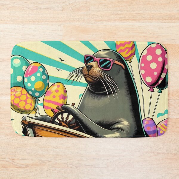 Item preview, seal drives a boat Easter Funny animals designed and sold by Expressions-Sel.