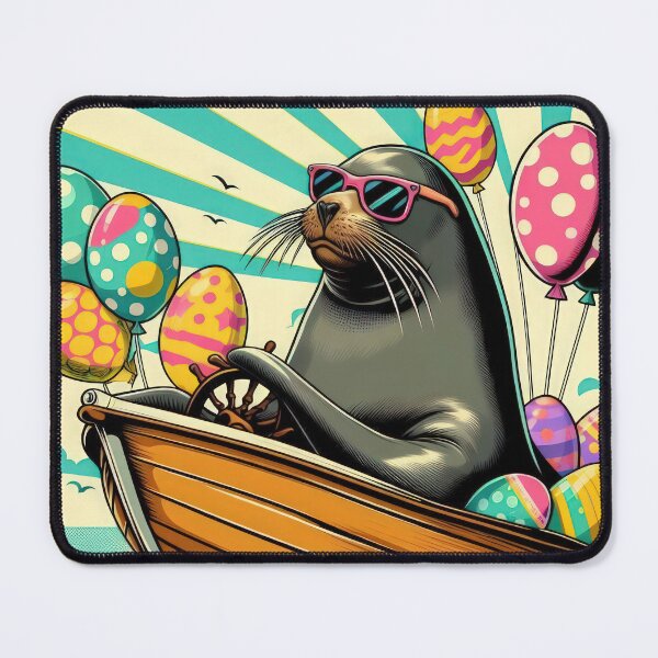 Item preview, seal drives a boat Easter Funny animals designed and sold by Expressions-Sel.